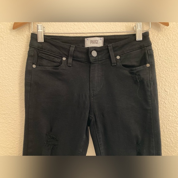 Paige Black Verdugo Ultra Skinny Distressed Low Rise Jeans Size 25 - Picture 6 of 11